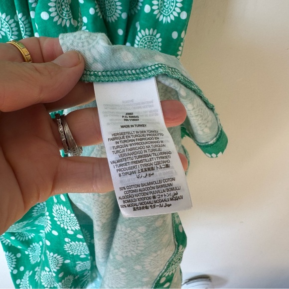 Boden Tie Waist Jersey Shirt Dress Green Floral Sun Geometric Print 6 Pockets - Picture 9 of 9